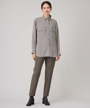 自由区 【洗える】ハイツイストシャツ ブラウス グレー