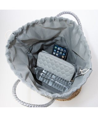 UNBILLION カシュカシュ cachecache / ラメ切替クロッシェトート カゴバッグ シルバー