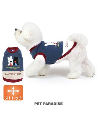 PET PARADISE リサとガスパール ワンダフル ストレッチ フリース 切替トレーナー 小型犬 紺