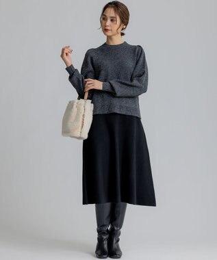組曲 ニットフレア スカート ブラック系