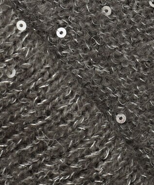 自由区 【アンサンブル対応・洗える】スパンコールプルオーバー ニット チャコール