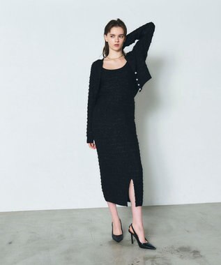 GRACE CONTINENTAL ラメツイードニットキャミ ブラック