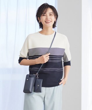 J.PRESS LADIES 【洗える】 ガータードルマンWG ニット ネイビー系1