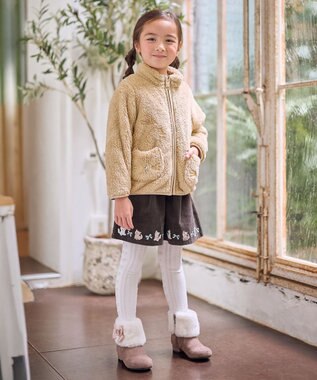 ANY KIDS リボン柄 ジャガードタイツ オフホワイト