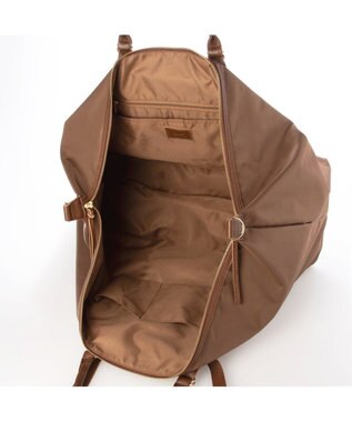 UNBILLION ペルケ perche / ナイロン×牛革かぶせジェムストーン2wayボストンバッグ ブラウン