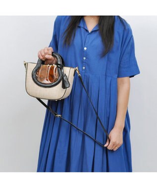 UNBILLION cachecache ポリプロピレンヒート×ビニール丸型2wayトートバッグ