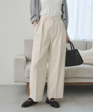 WEGO 【ANGIE VINTAGE/SMLサイズ展開】２タックワイドスラックス ホワイトアイボリー