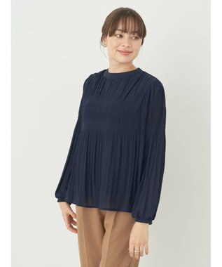 earth music&ecology マジョリカプリーツブラウス Navy