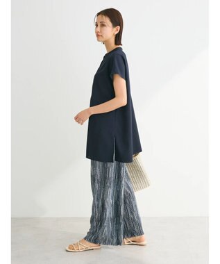 Green Parks 接触冷感　比翼ボタンチュニック Navy