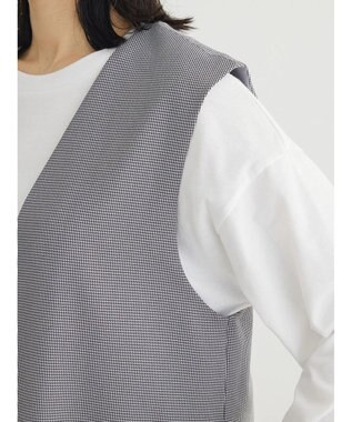 Green Parks きれいシルエット千鳥柄ジレ Hounds Tooth