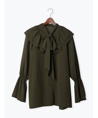 Te chichi ボウタイチュニックフリルブラウス《2025Autumn catalog vol.2 item》 カーキ