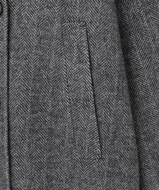 ICB WoolRever ノーカラーショートコート ヘリンボーン系