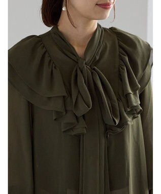 Te chichi ボウタイチュニックフリルブラウス《2025Autumn catalog vol.2 item》 カーキ