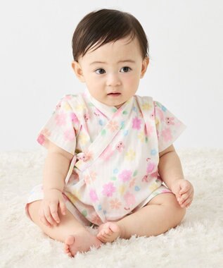 MIKI HOUSE HOT BISCUITS 【60-80cm】総柄 甚平オール