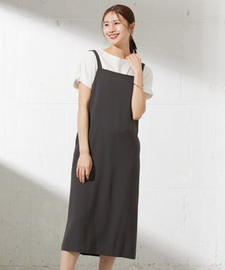J.PRESS LADIES L 【WEB限定カラーあり・洗える】Lightジョーゼット キャミ ワンピース グレー系