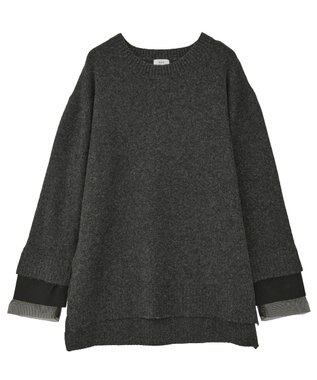 YECCA VECCA 袖レイヤードソフトニット Charcoal Gray