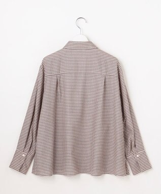 J.PRESS LADIES サイロチェック スキッパー ブラウス アイボリー×ネイビー×ピンク系