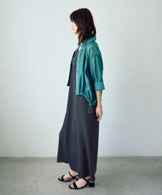 YECCA VECCA 【2点SET】シアーシャツ×Aラインキャミワンピース Blue Green