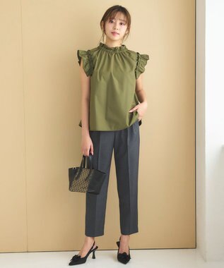 Feroux 【洗える】美シルエットカラーテーパード パンツ グレー系