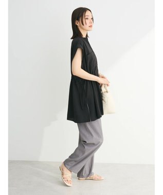 Green Parks ウエストドロストフレンチスリーブチュニック Black