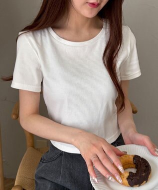 WEGO 【SMサイズ展開】コンパクトリブT オフホワイト