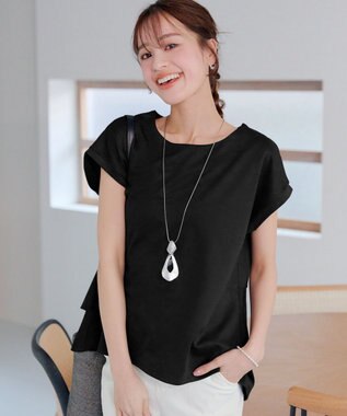 Tiaclasse 【UVカット・吸水速乾】 “きれい見え” バックペプラムトップス ブラック