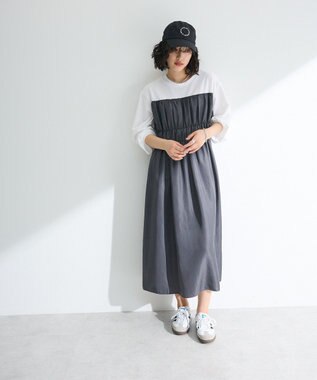 Green Parks シャーリングドッキングワンピース Gray