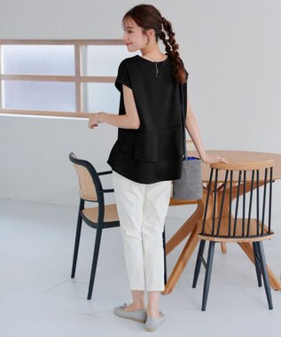 Tiaclasse 【UVカット・吸水速乾】 “きれい見え” バックペプラムトップス ブラック