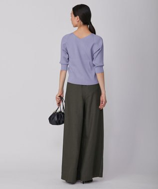 ICB 【洗える】コットンポリエステルリブ プルオーバー サックスブルー系