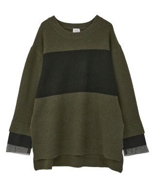 YECCA VECCA 袖レイヤードソフトニット Charcoal Gray