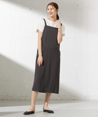 J.PRESS LADIES L 【WEB限定カラーあり・洗える】Lightジョーゼット キャミ ワンピース グレー系