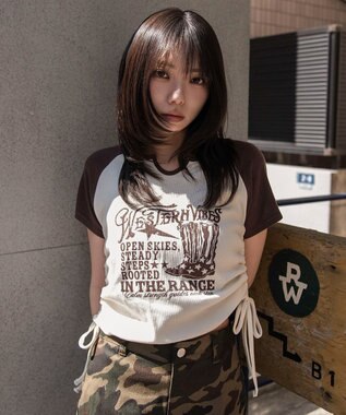 WEGO キーネックサイドレースアップちびT 柄6