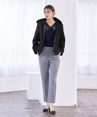 Tiaclasse ウールライクフーデットショートコート ブラック