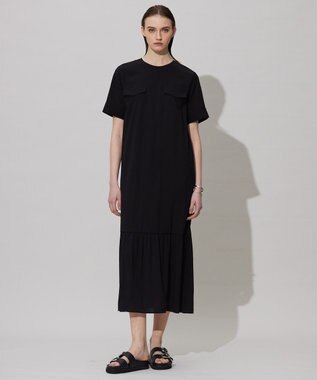 ICB L 【接触冷感・UVカット・洗える】 T/Rドライリネン ワンピース ブラック系