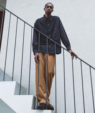 UNFILO MENS 【男女兼用】コンフォート カジュアル ワイドシャツ [24年秋冬商品] ネイビー