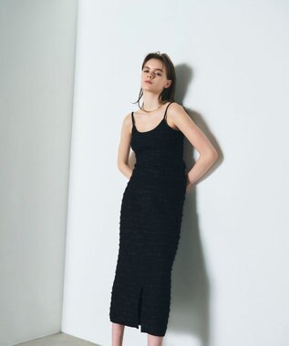 GRACE CONTINENTAL ラメツイードニットキャミ ブラック