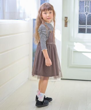 ANY KIDS チュール付き ジャンパースカート チャコール