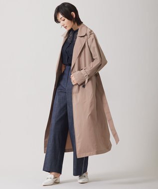 ICB 【撥水加工】 メモリーストレッチタフタ トレンチコート アンバーベージュ系