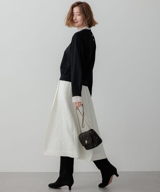 23区 【洗える】ヴィスコースストレッチ レースコンビ ニット ブラック系