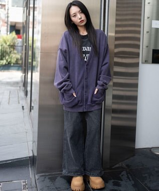 WEGO 【ユニセックス着用ITEM】ケミカルスウェットカーディガン パープル