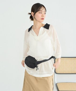 earth music&ecology シアーポロプルオーバー Off White