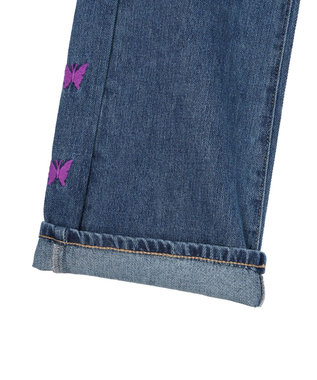 Green Parks ・Ｄｏｕｂｌｅ　Ｆｌａｇｓ　チョウチョ刺繍フレアデニム Light Indigo