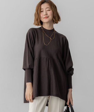 【洗える】ウールギャザー ドルマンスリーブ ニット