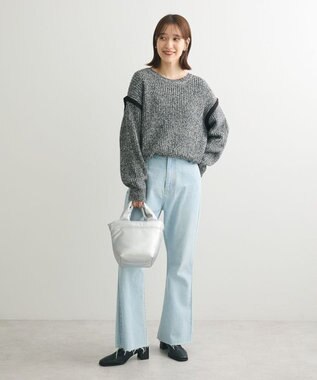 Green Parks Ｍｉｘ配色畦ニットプルオーバー Gray Mixture