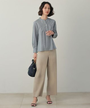 J.PRESS LADIES 【WEB限定カラーあり】コンパクトエステネージュ スキッパー ブラウス ネイビーギンガム系