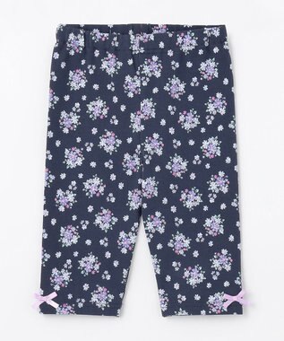 ANY KIDS 5分丈レギンス ネイビー×花柄