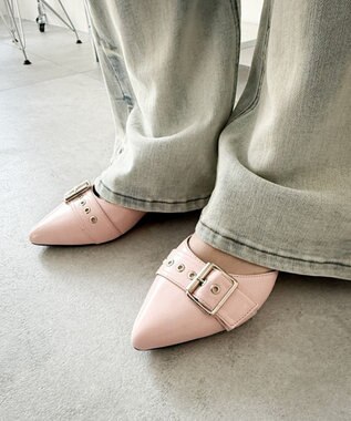 WEGO ハトメベルトポインテッドシューズ ライトピンク