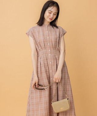 組曲 S ラメシアーチェック ワンピース ピンク系3