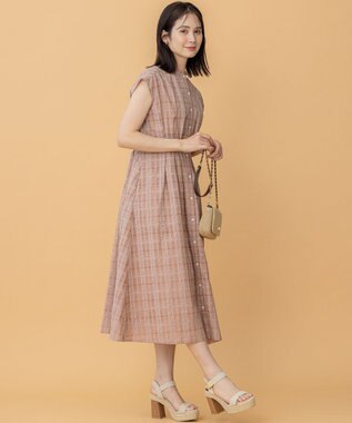組曲 S ラメシアーチェック ワンピース ピンク系3