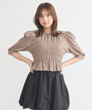 earth music&ecology ポコポコシャーリングトップス Mocha